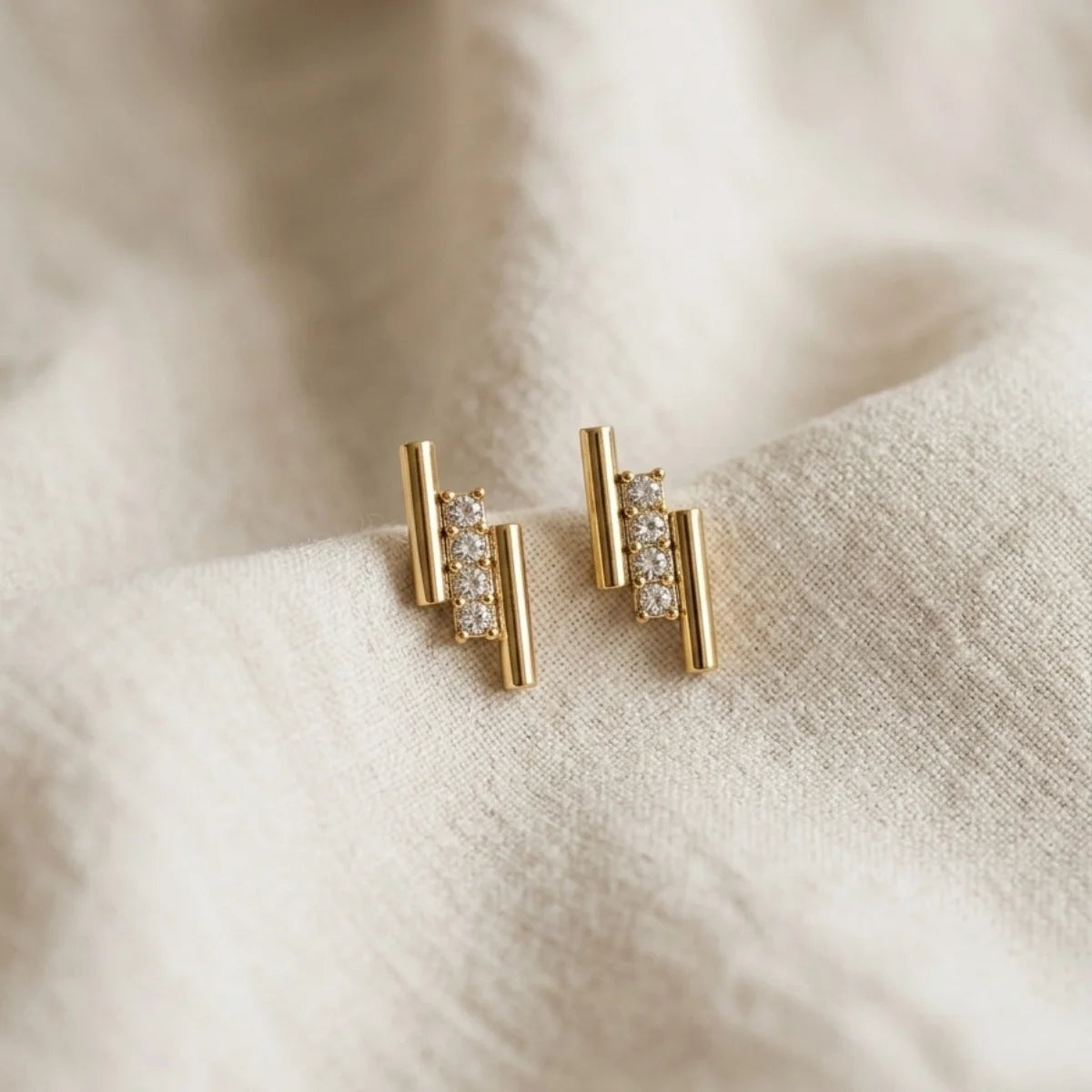 bar stud earrings gold rod earrings
