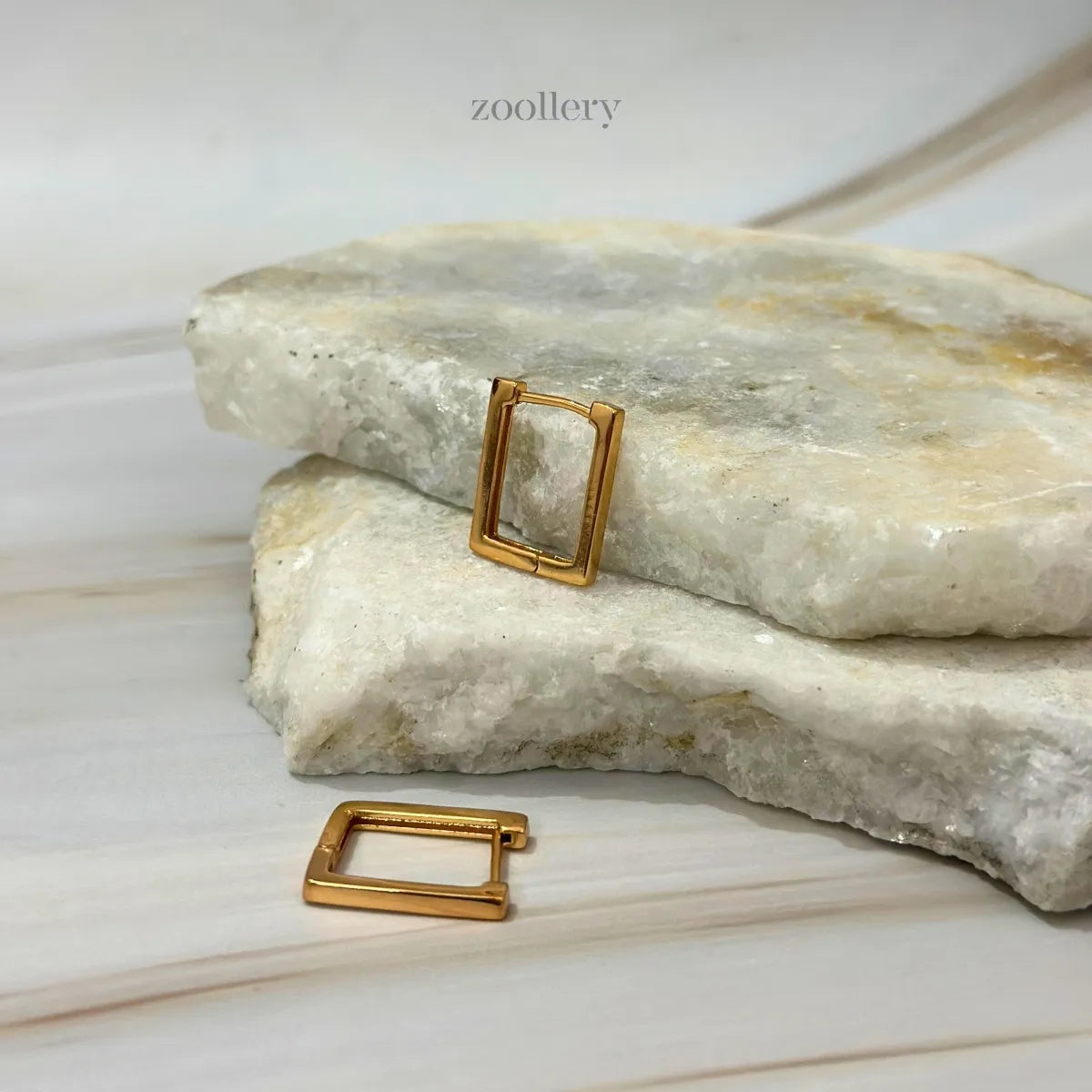 Square Pop Hoops (Champagne Gold)