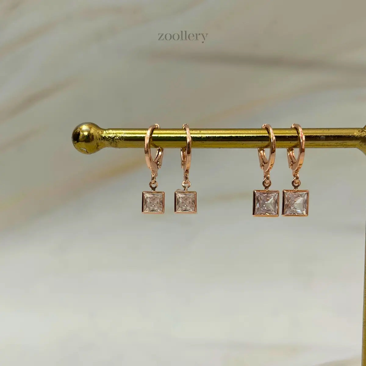 Crystal Dangle Earrings (Rose Gold)
