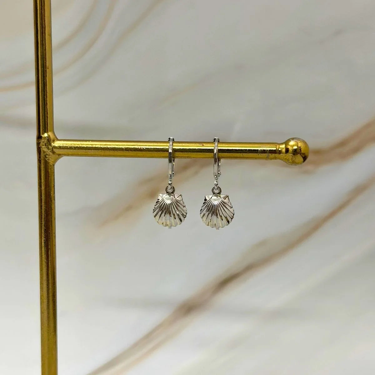 Silver Seashell Drops