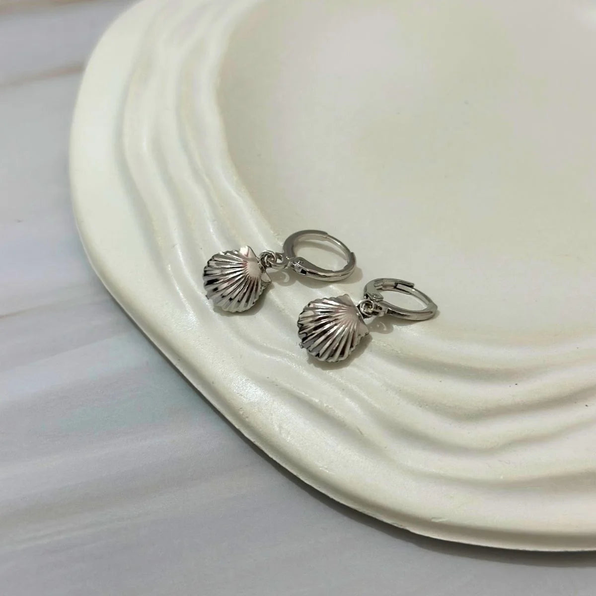 Silver Seashell Drops