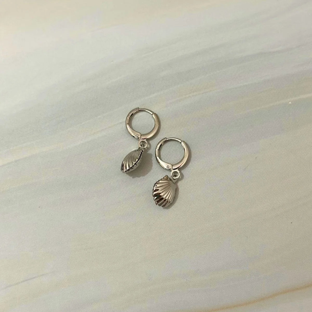 Silver Seashell Drops