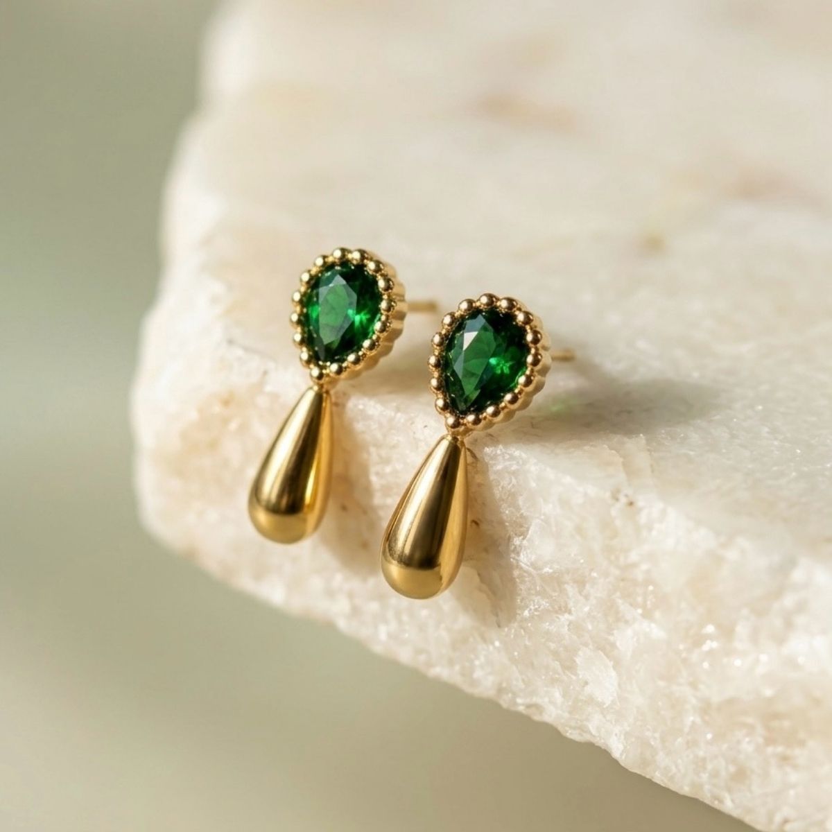 Olive Drip Studs