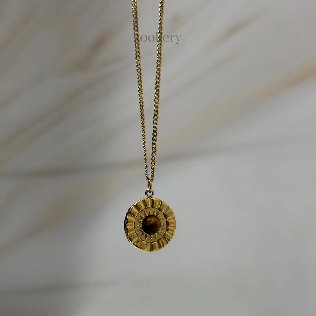 14K Sunburst Pendant Necklace