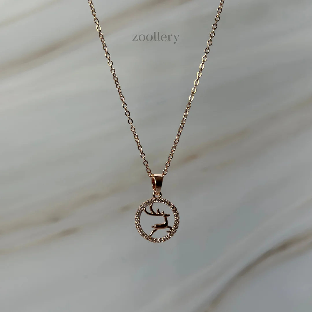 14K Deer Pendant Necklace