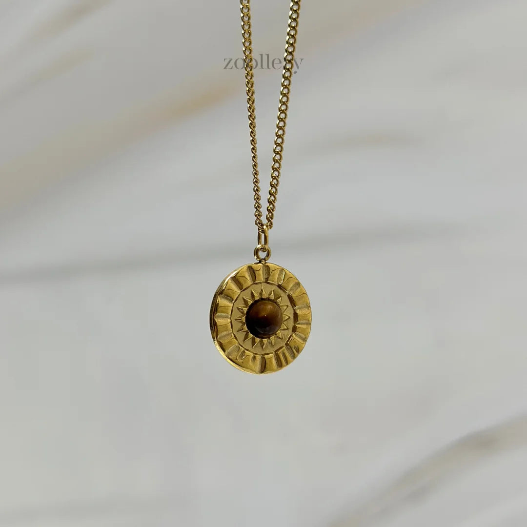 14K Sunburst Pendant Necklace