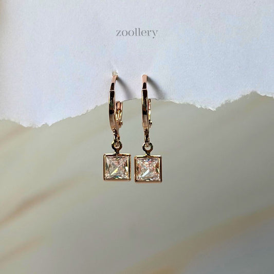 Crystal Dangle Earrings (Rose Gold)