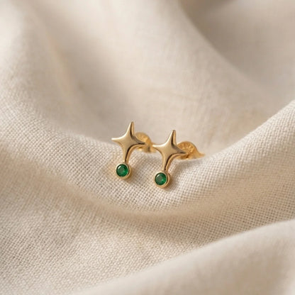 Emerald Spark Studs