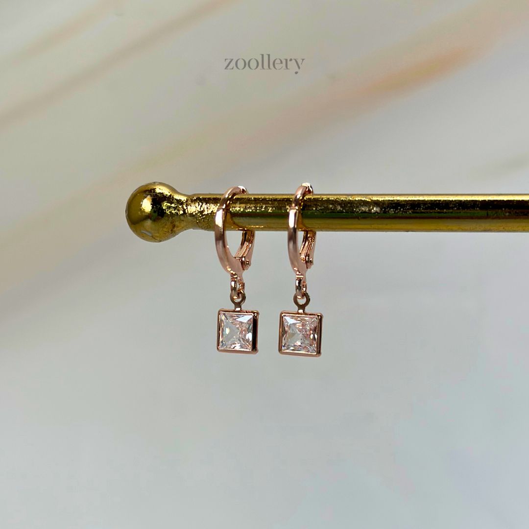 Crystal Dangle Earrings (Rose Gold)