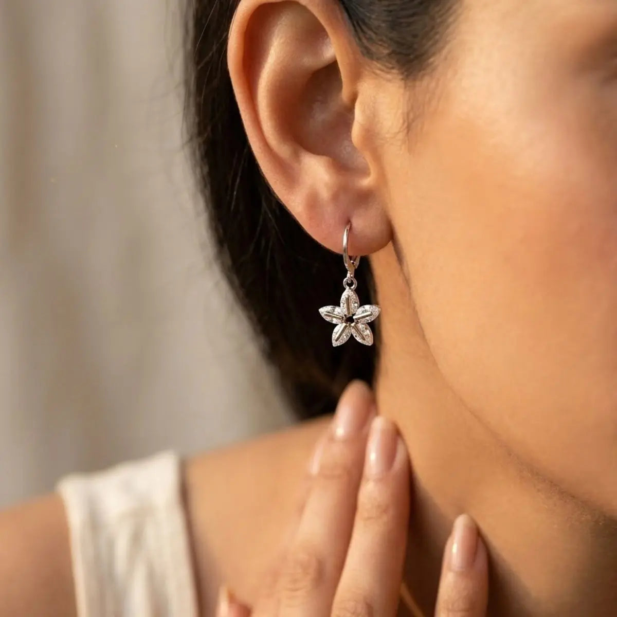 Fleur Crystal Drops (Silver)