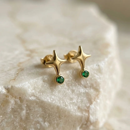 Emerald Spark Studs