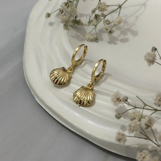 Silver Seashell Drops (Gold)