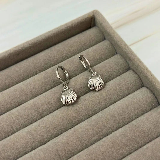 Silver Seashell Drops