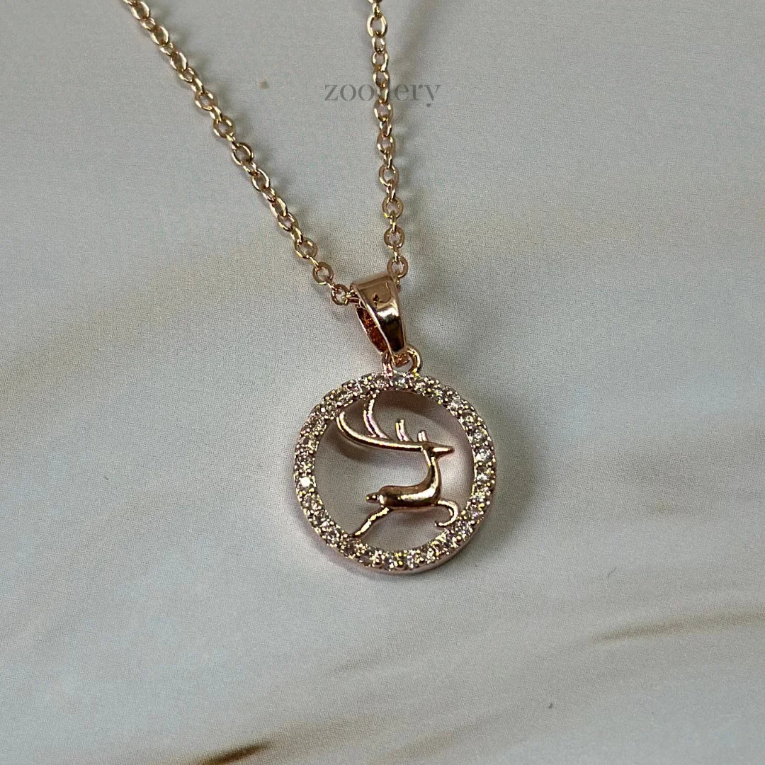 14K Deer Pendant Necklace