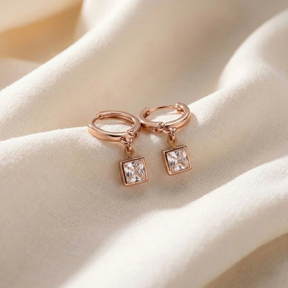 Crystal Dangle Earrings (Rose Gold)