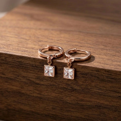 Crystal Dangle Earrings (Rose Gold)