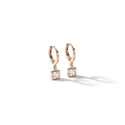 Crystal Dangle Earrings (Rose Gold)