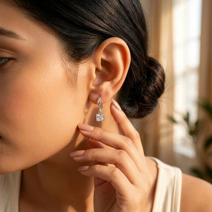 Crystal Dangle Earrings (Silver)