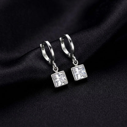 Crystal Dangle Earrings (Silver)
