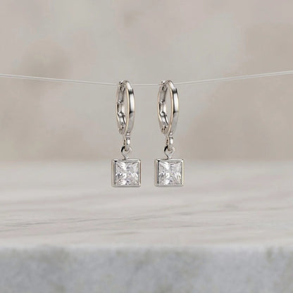 Crystal Dangle Earrings (Silver)