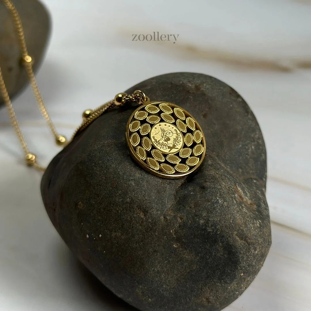 14K Golden Leaf Medallion Necklace